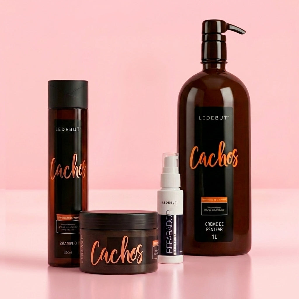 Kit Cachos Completo Ledebut: Creme, Shampoo, Máscara e Reparador