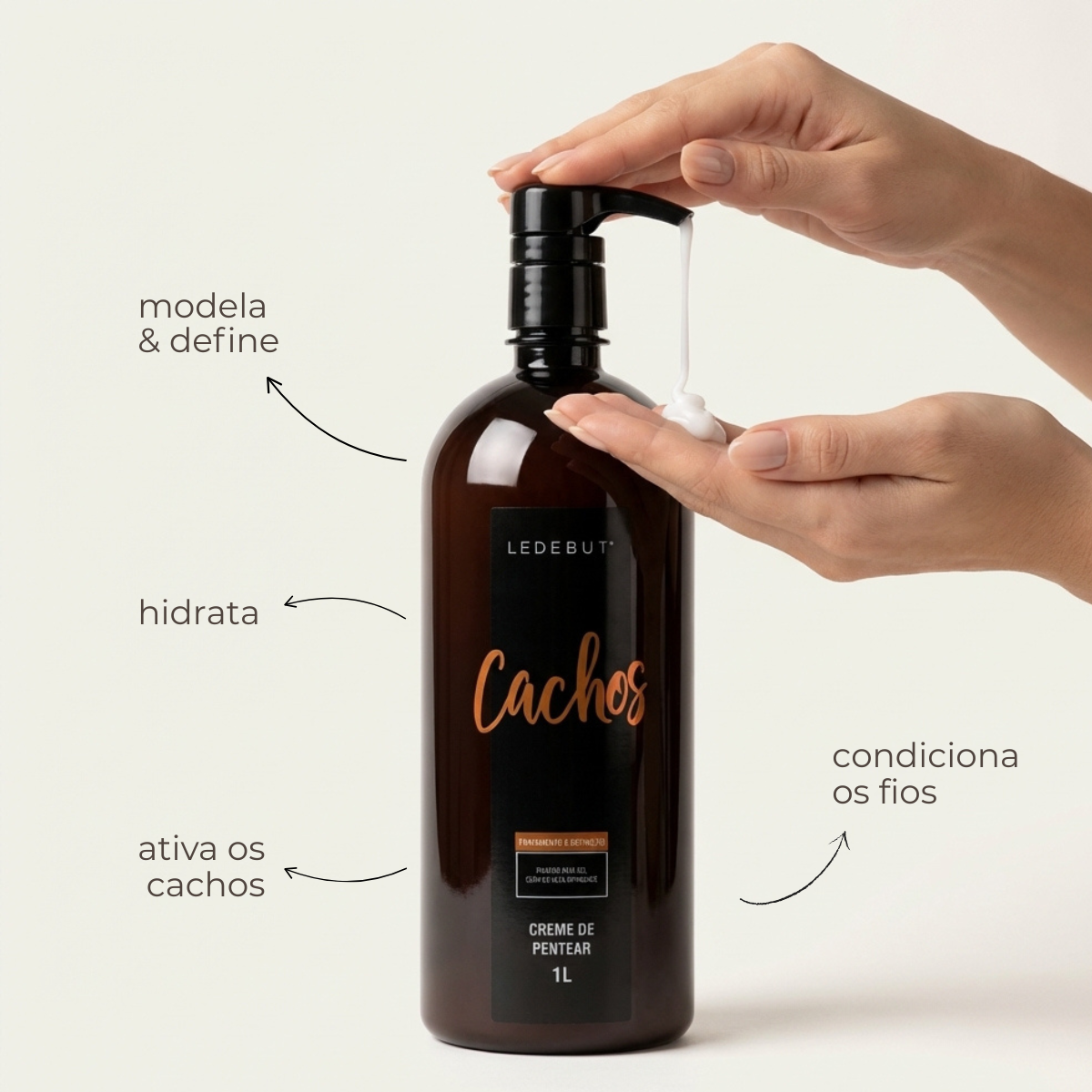 Kit Cachos Completo Ledebut: Creme, Shampoo, Máscara e Reparador