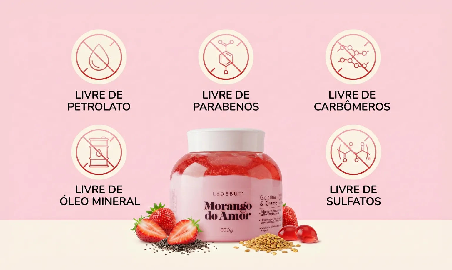 Morango do Amor Gelatina & Creme de Pentear 500g