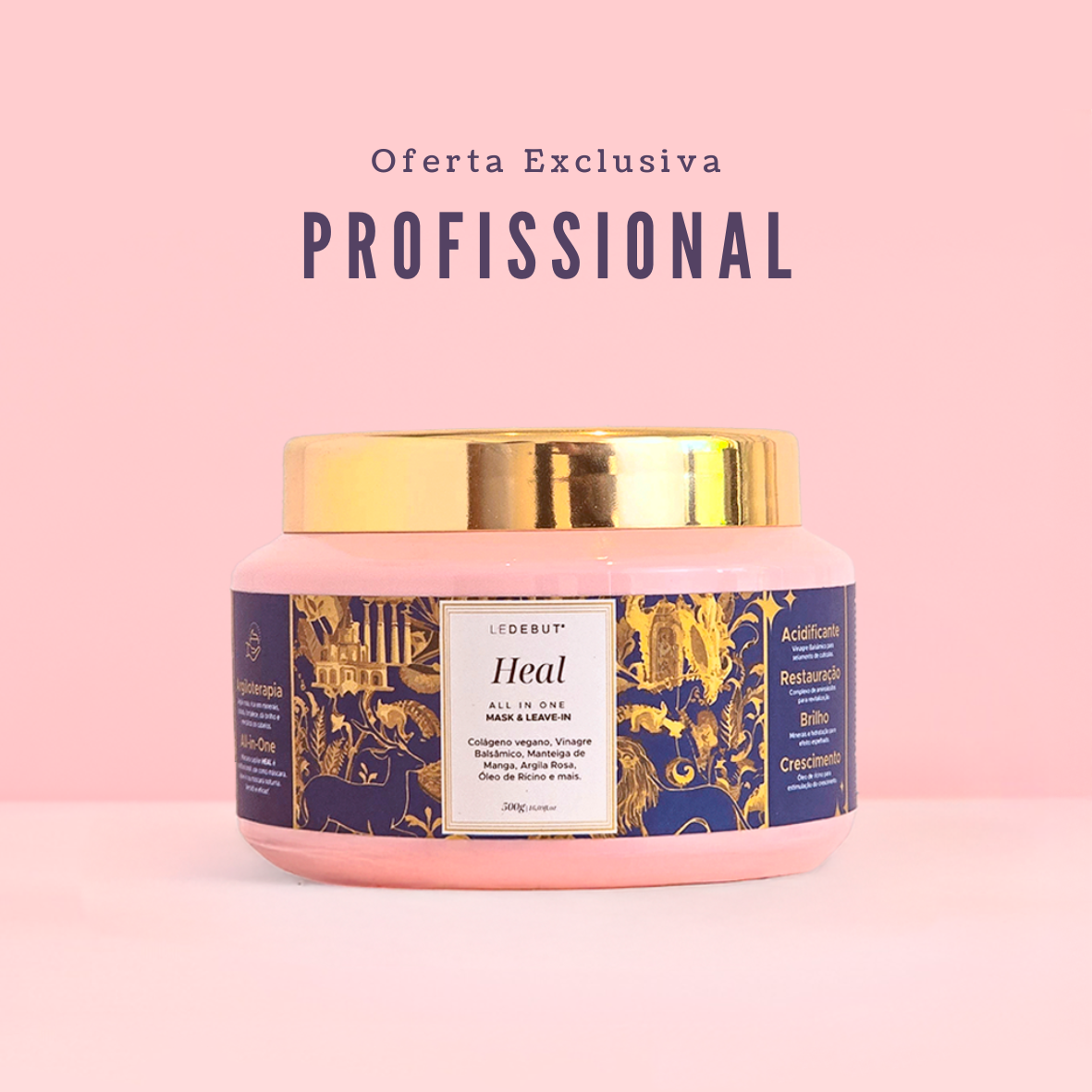 (4 Unidades) - Mask Heal 500g Acidificante com Argila Rosa